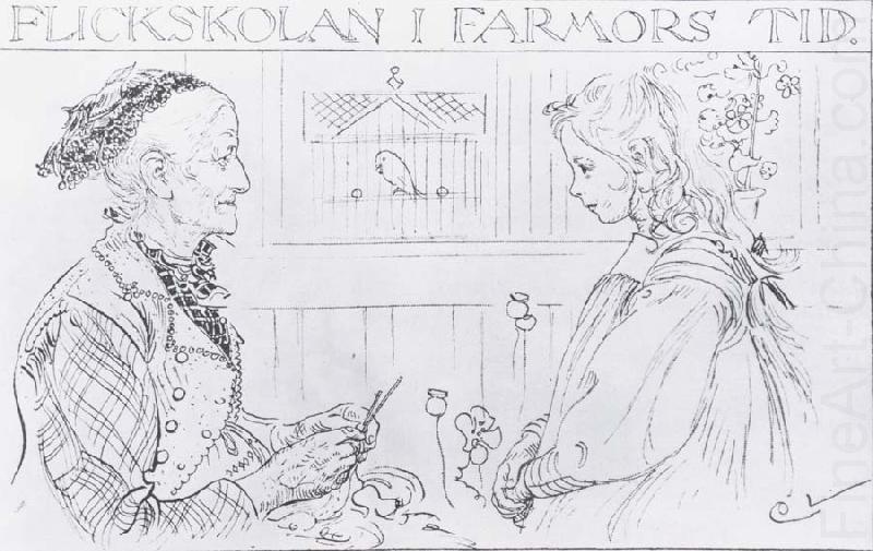 Carl Larsson Grandma and Little Girl china oil painting image